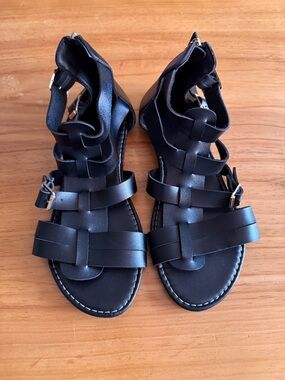 Black Strappy Gladiator Sandals for Women